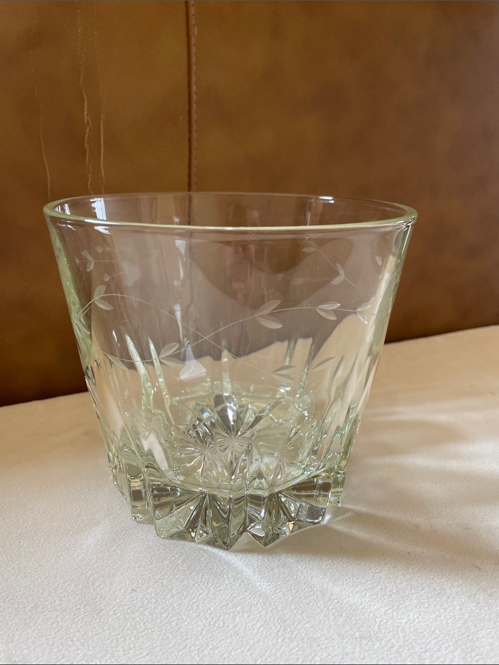 Vintage Princess House Heritage Etched Crystal Ice Bucket Glass Bar Elegant